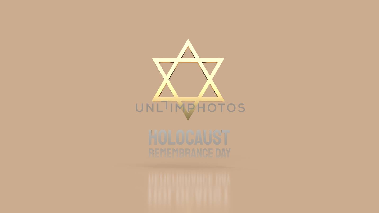 Star of David for  holocaust remembrance day 3d rendering.