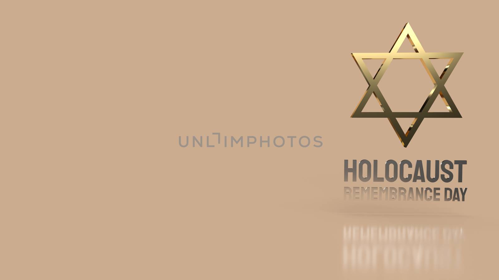 Star of David for  holocaust remembrance day 3d rendering.