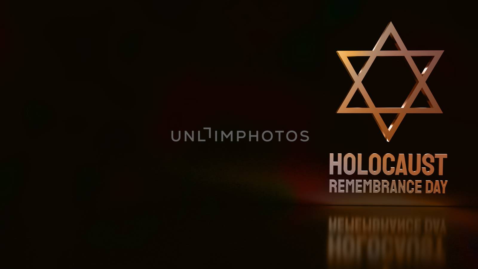 Star of David for  holocaust remembrance day 3d rendering.