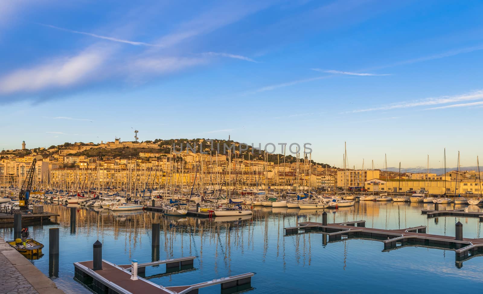 The marina in the city of Sète in the early morning, in the Herault, in the south of France. by Frederic