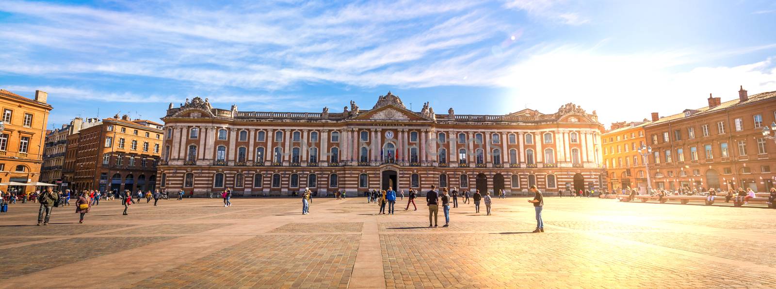 Place du Capitole is the emblematic center of the city of Toulouse. In Occitania, France by Frederic