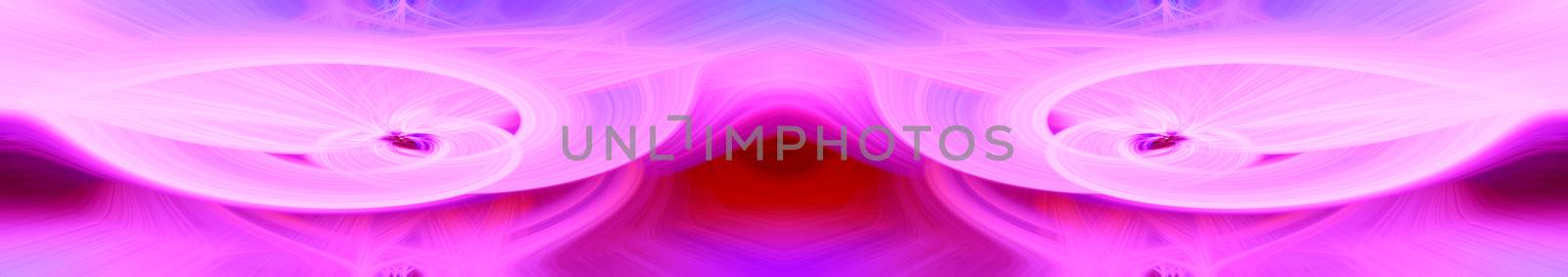 Beautiful abstract intertwined glowing 3d fibers forming a shape of sparkle, flame, flower, interlinked hearts. Pink, purple, and maroon colors. Banner size. Illustration.