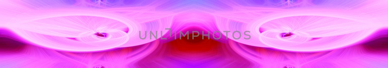 Beautiful abstract intertwined glowing 3d fibers forming a shape of sparkle, flame, flower, interlinked hearts. Pink, purple, and maroon colors. Banner size. Illustration.