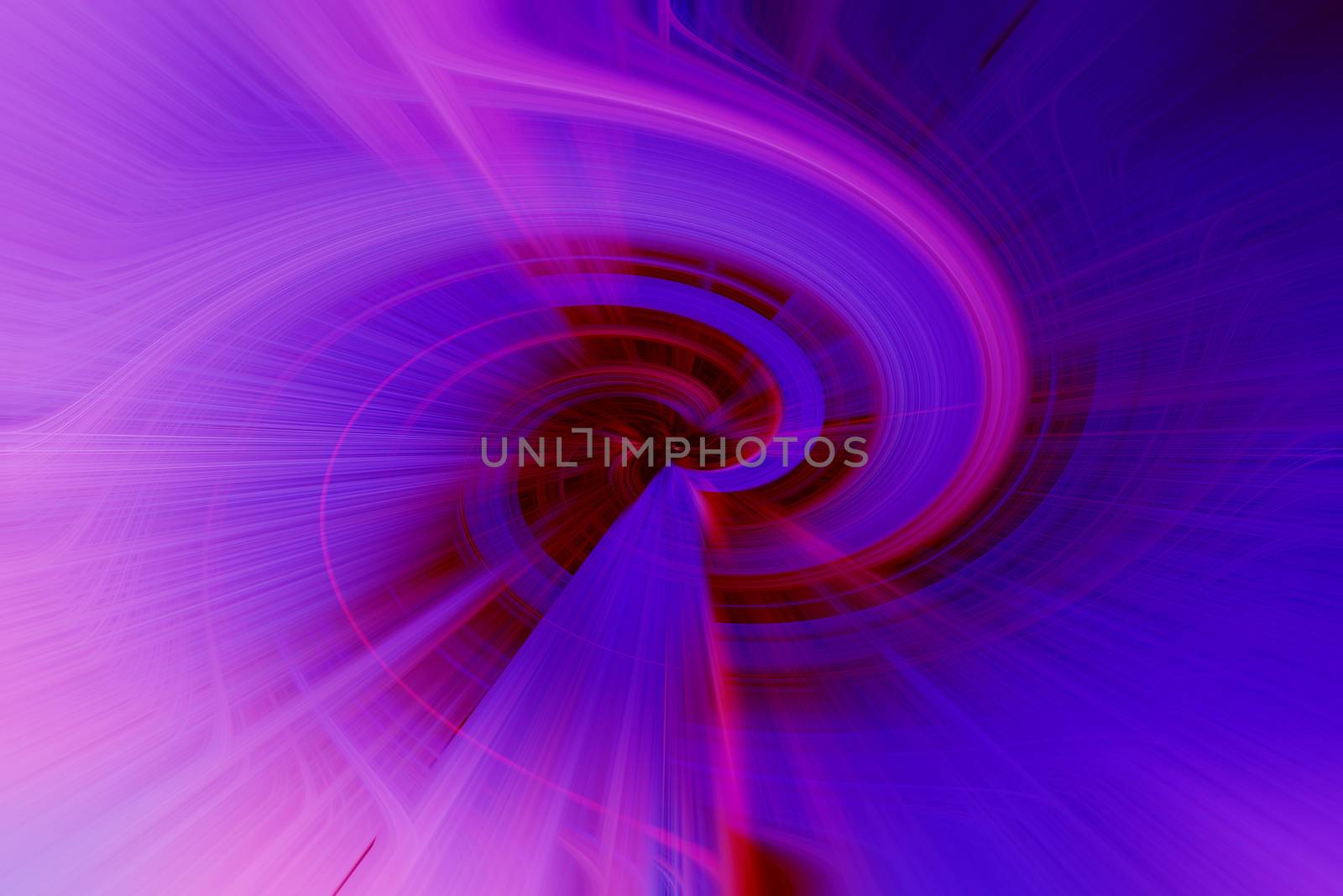 Beautiful abstract intertwined 3d fibers and light trails forming a shape of vortex, sparkle, flame, flower, interlinked hearts. Blue, maroon, pink, and purple colors. Illustration by DamantisZ