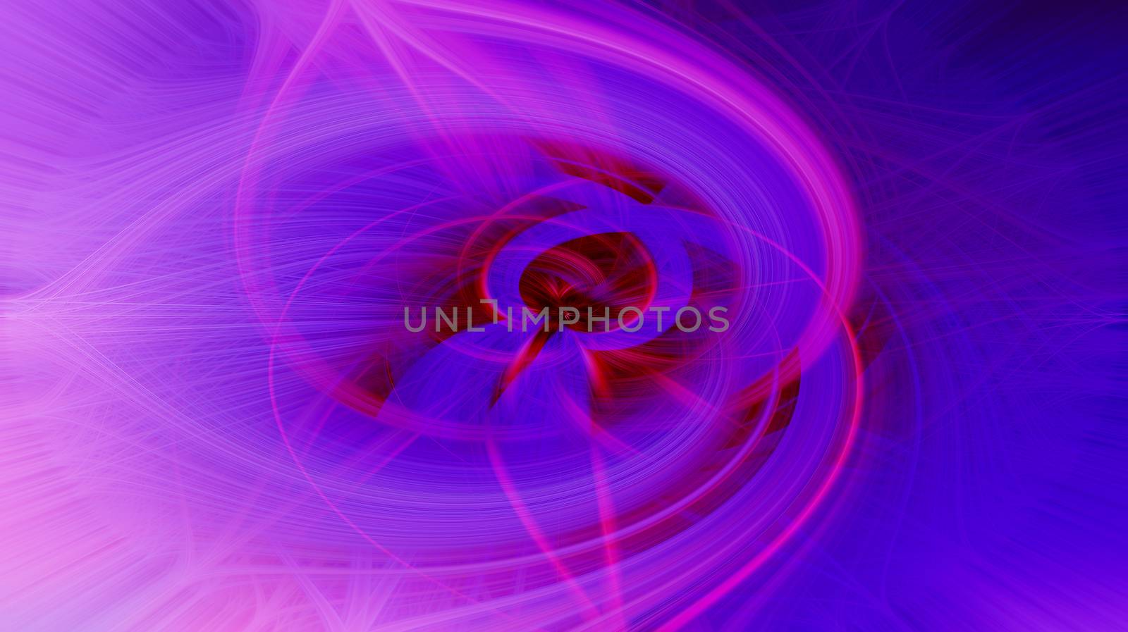 Beautiful abstract intertwined 3d fibers forming a shape of sparkle, flame, flower, interlinked hearts. Blue, maroon, pink, and purple colors. Illustration.