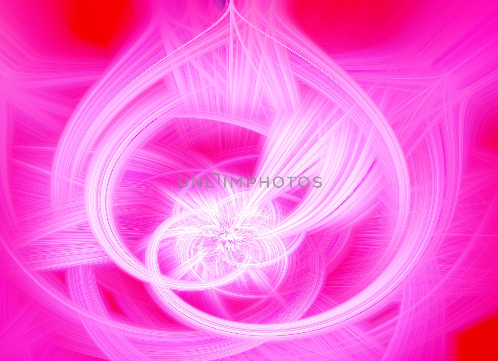 Beautiful abstract intertwined glowing 3d fibers forming a shape of sparkle, flame, flower, interlinked hearts. Bright red and pink colors. Illustration by DamantisZ
