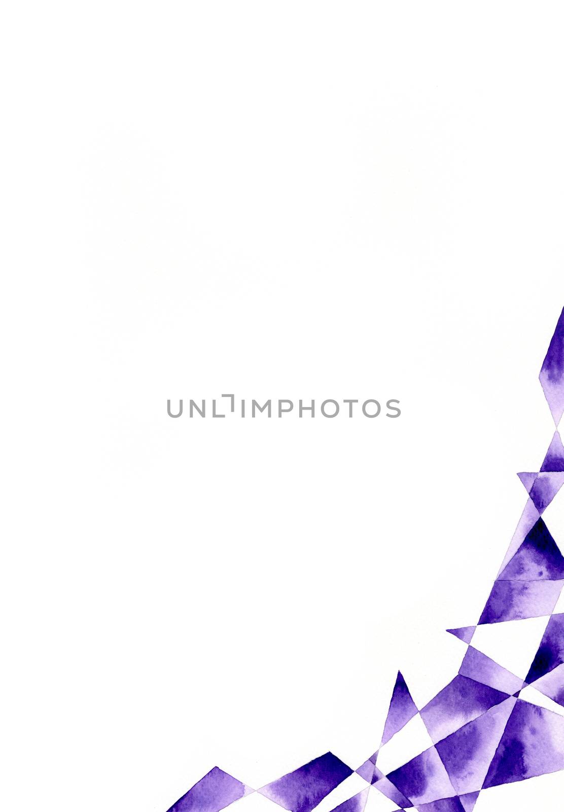 Purple polygon abstract frame on white background. Template for style design. Watercolor hand painting illustration. by Ungamrung