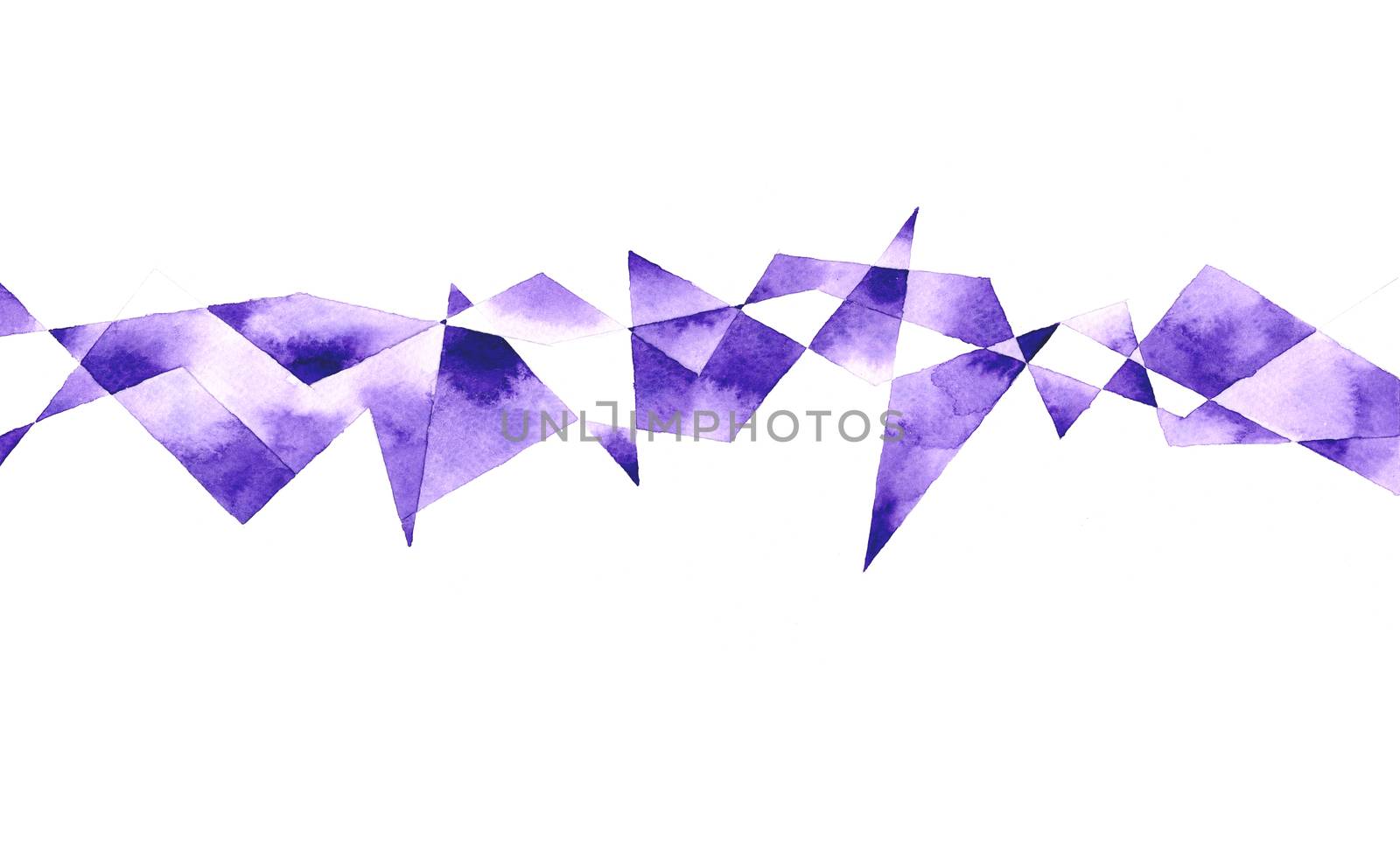 Purple polygon abstract frame on white background. Template for style design. Watercolor hand painting illustration. by Ungamrung