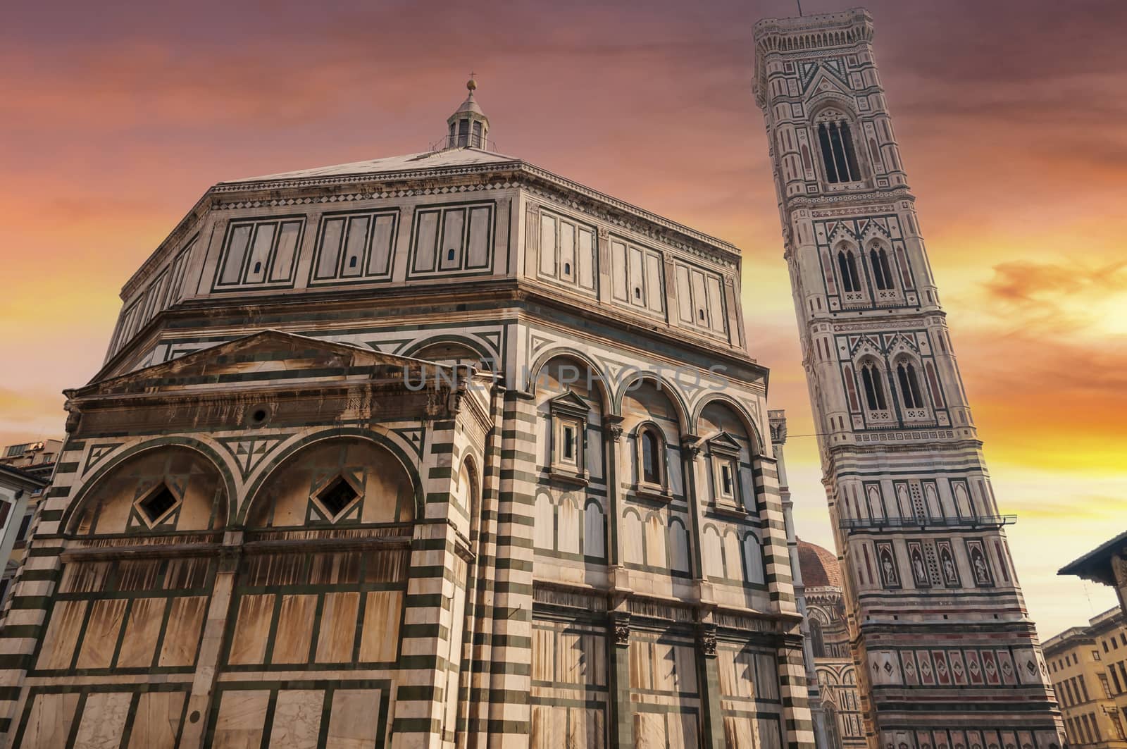 The duomo or the Cathedral of Santa Maria del Fiore, built in the 13th century, is located in Piazza del Duomo in the heart of Florence in Tuscany.