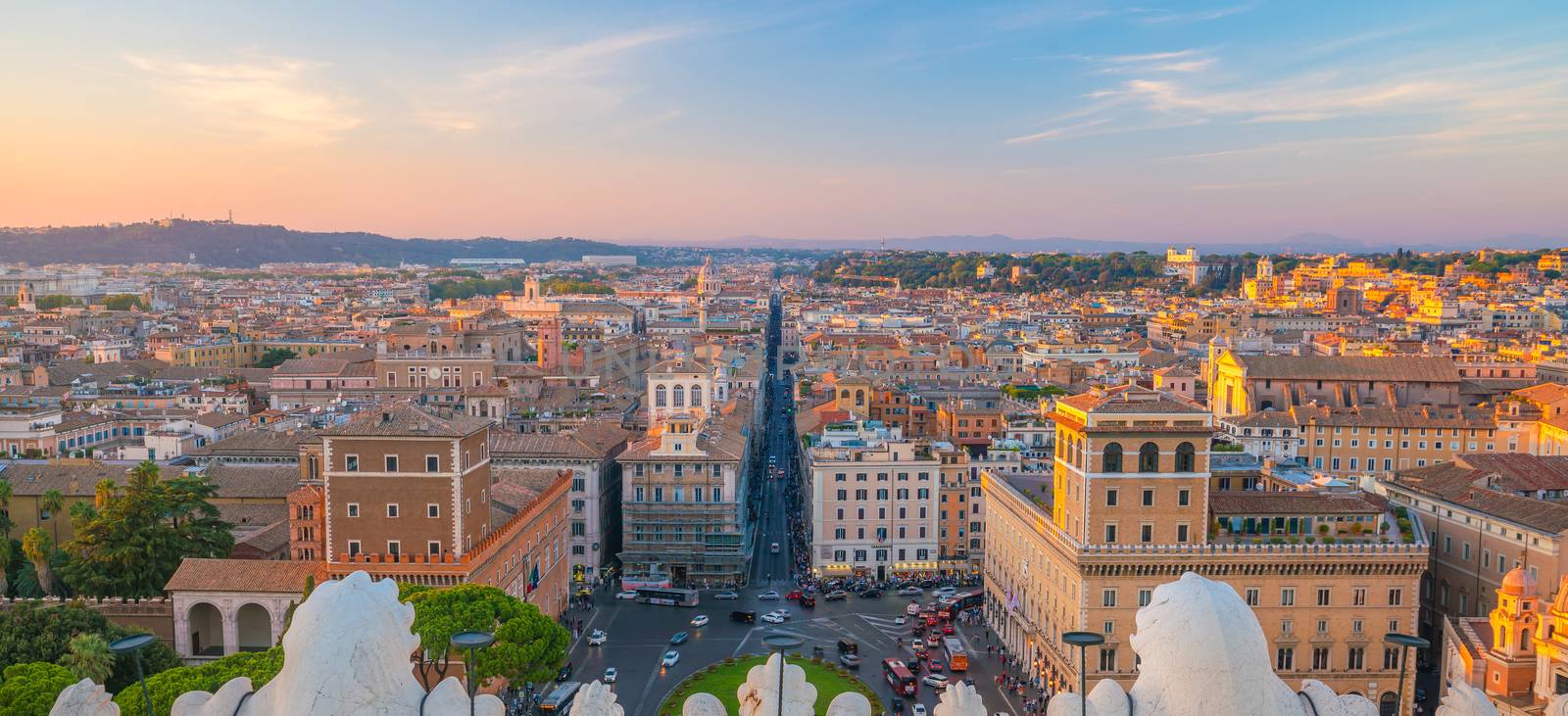 View of old town Rome skyline in Italy by f11photo