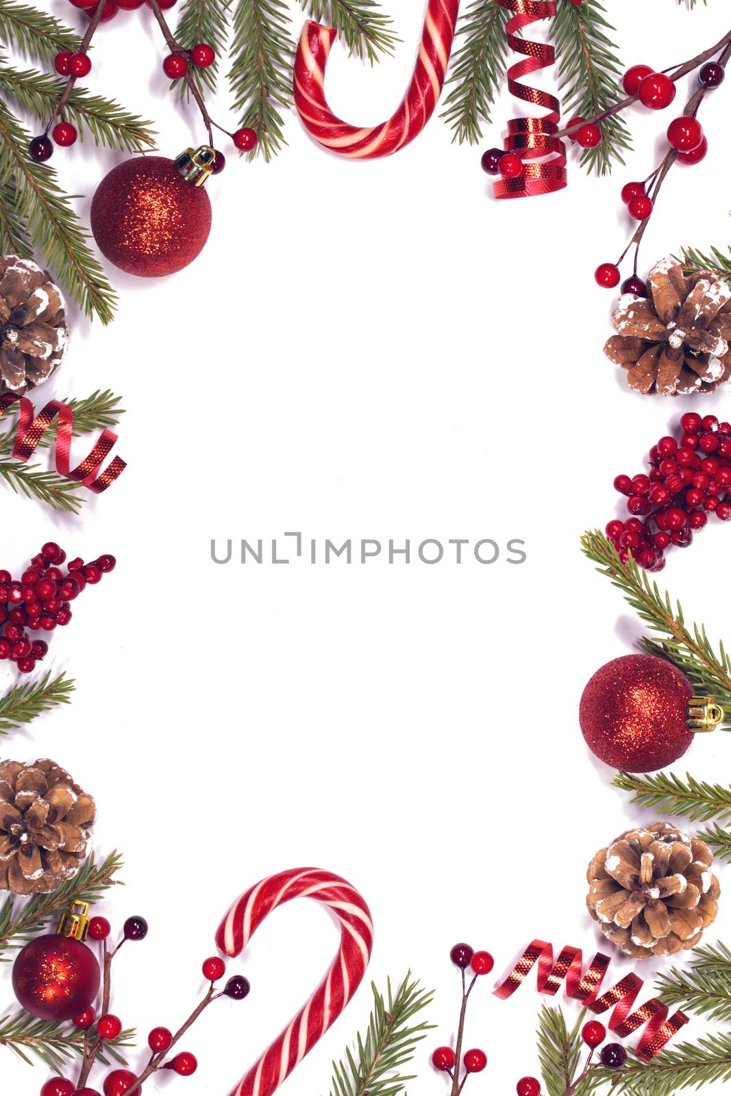 Christmas card and decor on white by Yellowj