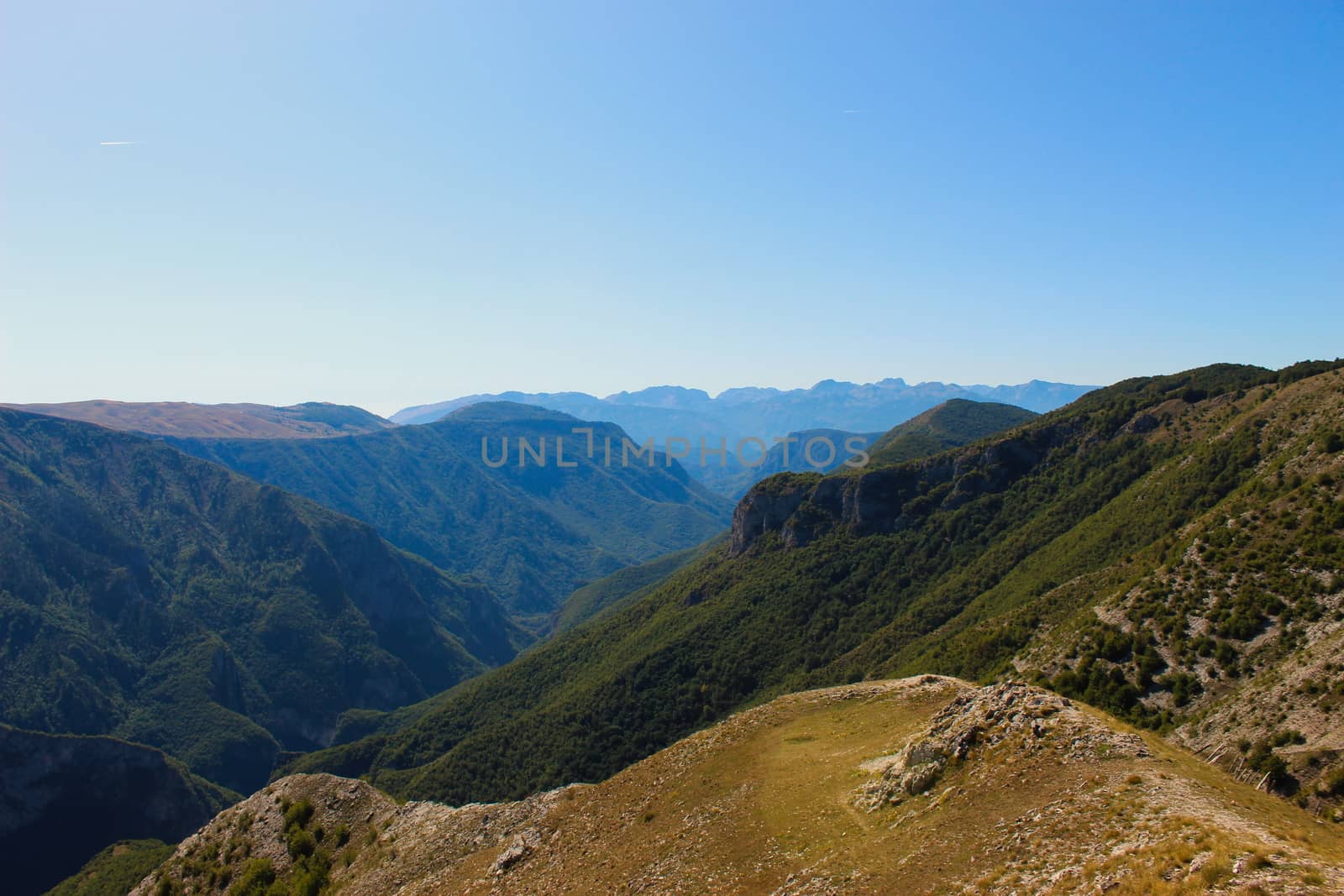 Magnificent views of the mountain peaks disappearing into the background. Mountains of Bosnia and Herzegovina. Bjelasnica Mountain, Bosnia and Herzegovina.