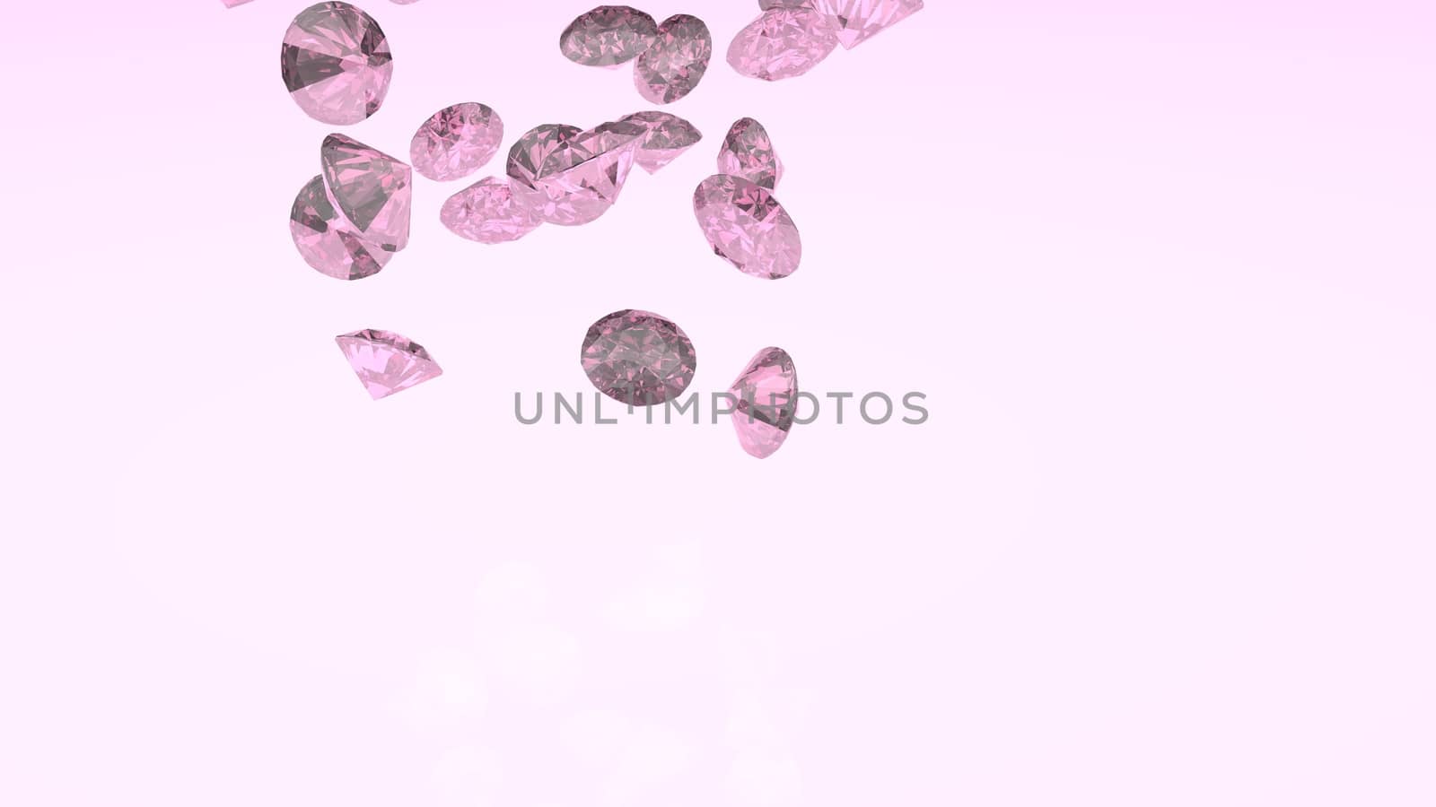 Collection of shiny gemstone diamond crystal on pinkish background. Jewelry background with diamonds.