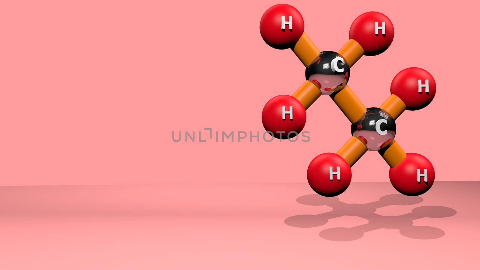 3d illustration of molecule model. Science background with chemical formulas against colored background