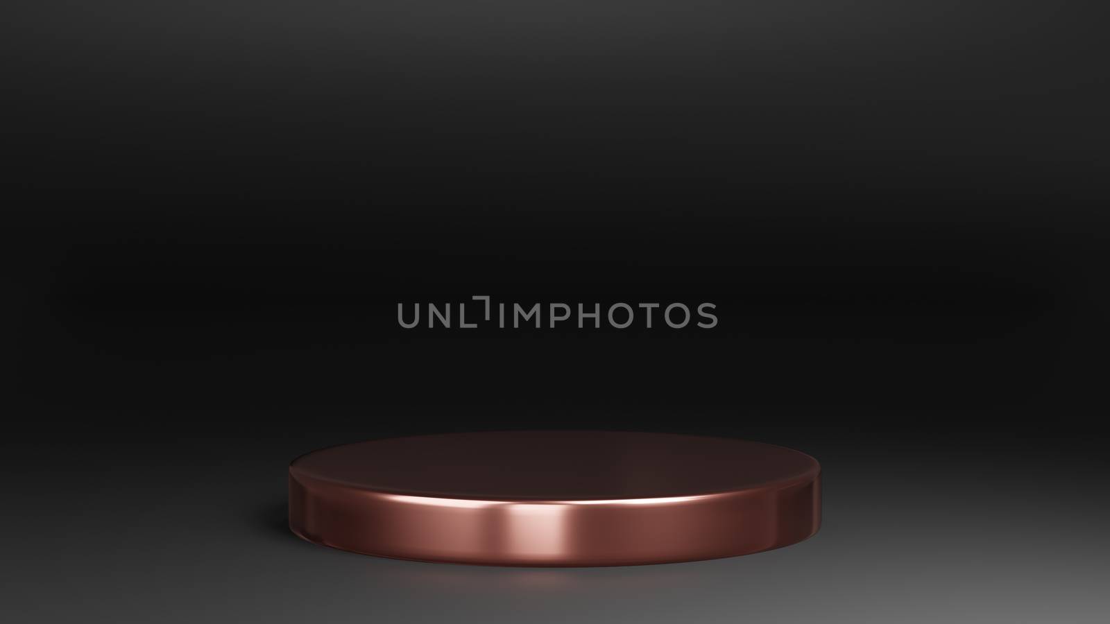 3d rendered studio mock up background for product presentation, with circle shapes, podium on the floor. minimal pink gold and black color.
