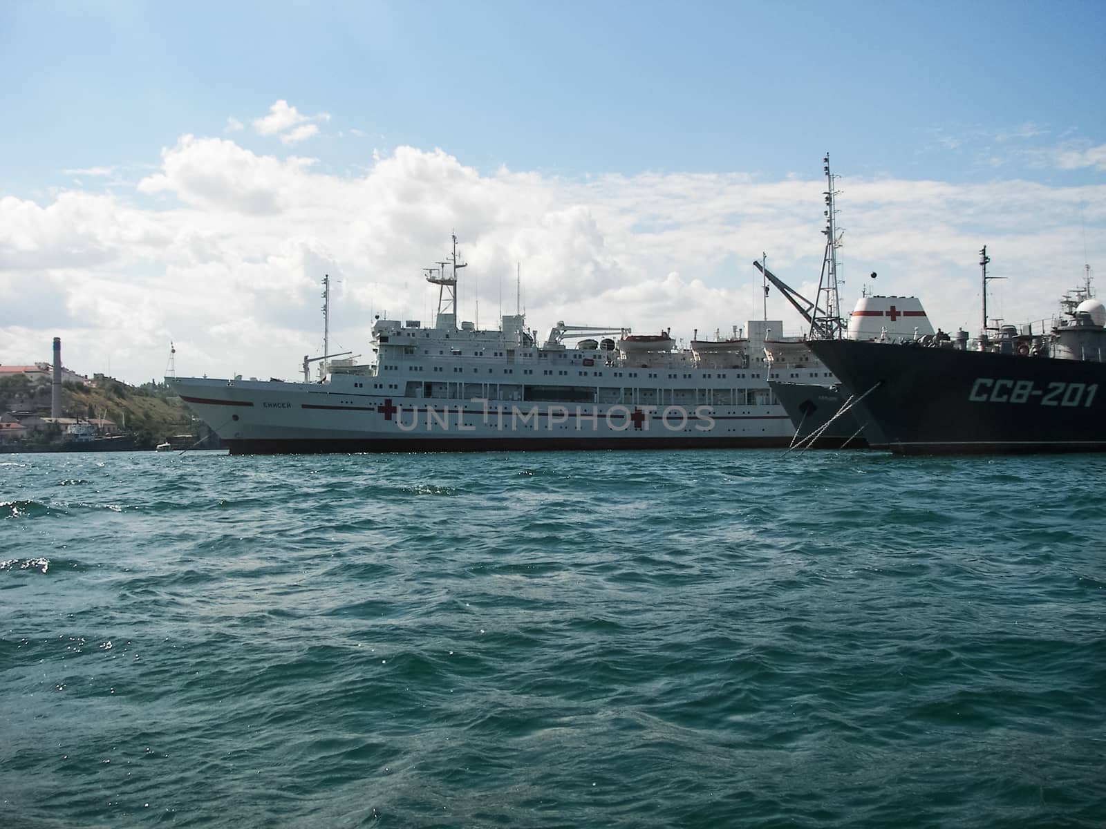 Republic of Crimea, Sevastopol - July 28, 2019: Ships of the Black Sea Fleet of Russia on the celebration of the Day of the Russian Navy in Sevastopol.