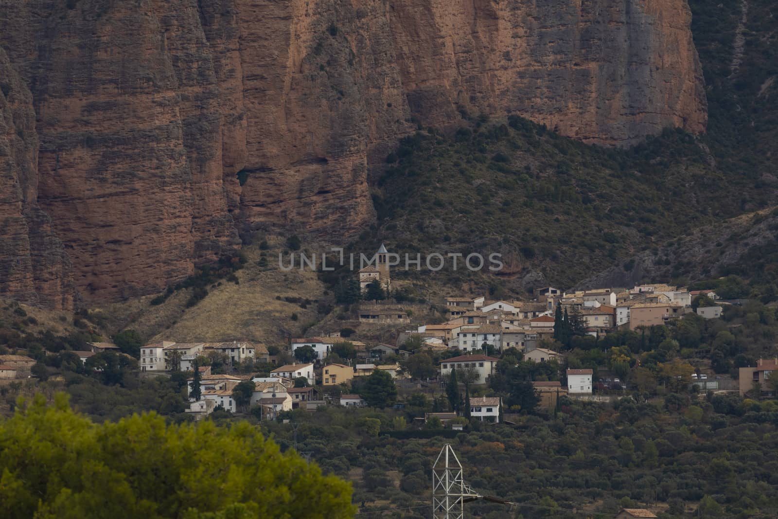 Town of Riglos, and the Mallets of Riglos, Huesca, Pre-Pyrenees, Aragon by alvarobueno