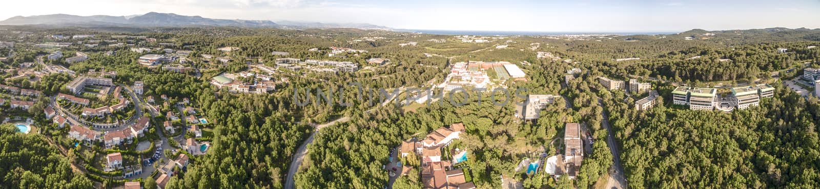 Aerial panoramic view of village in South of France by Bonandbon
