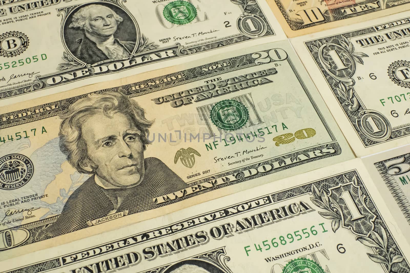 close up USA dollar banknotes