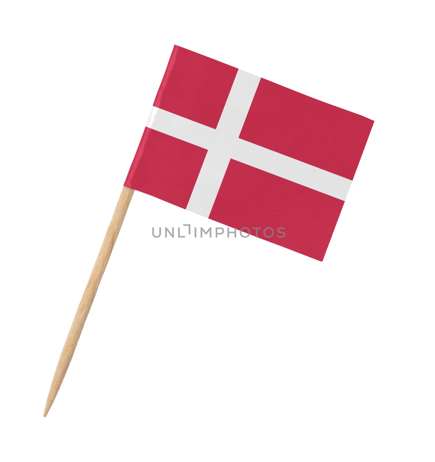 Small paper Danish flag on wooden stick by michaklootwijk