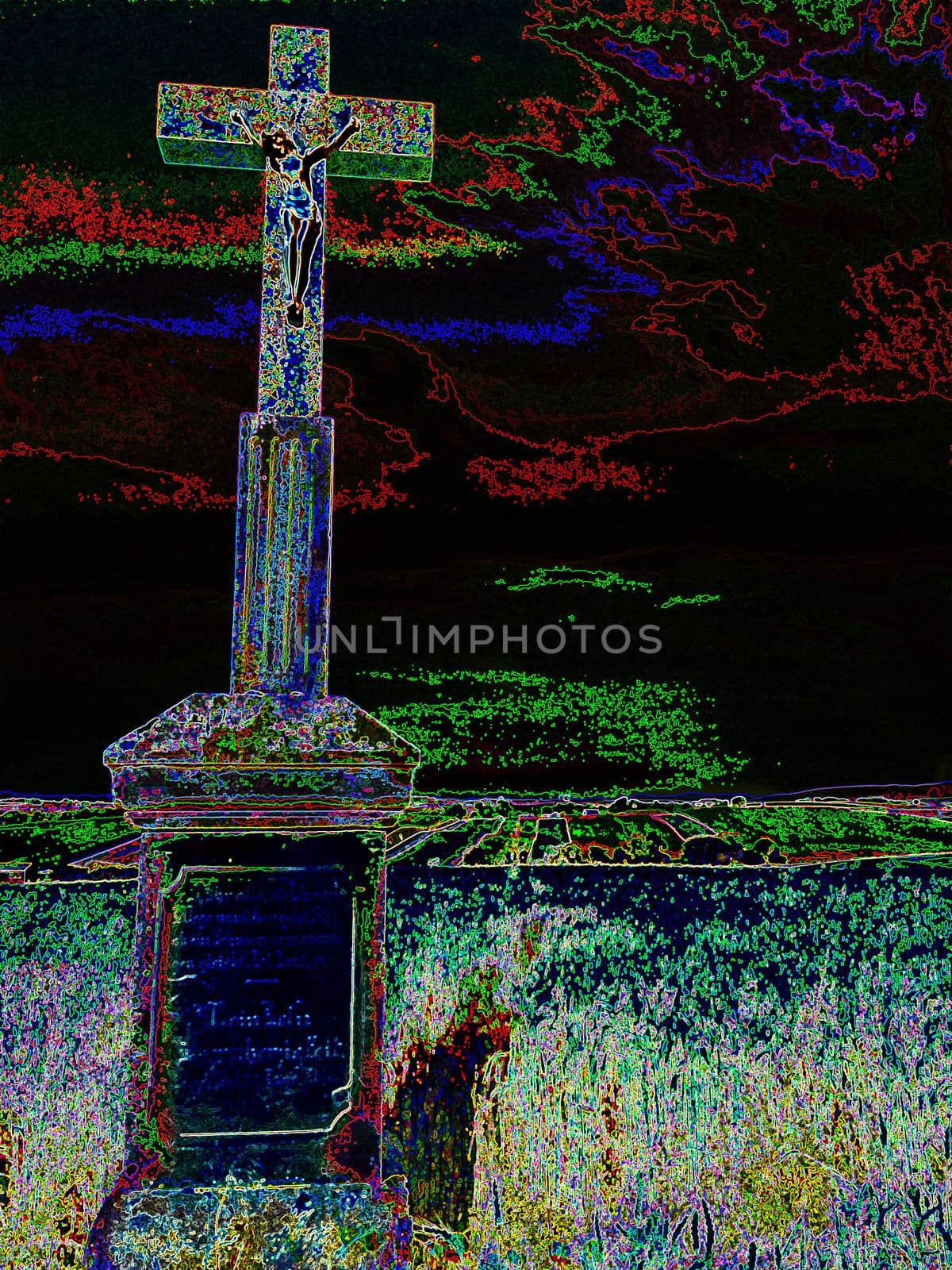 field cross in wheat field by Jochen