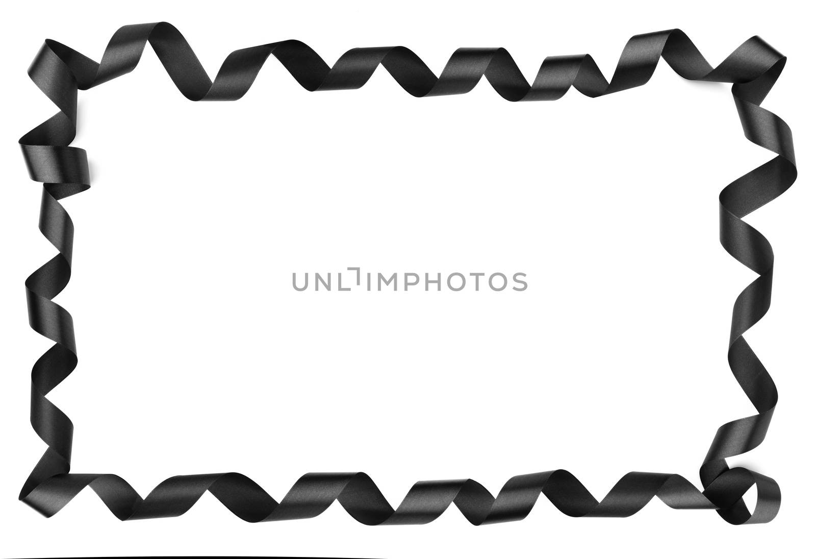 Black ribbon border frame corner design isolated on white background, Black friday gift sale design concept