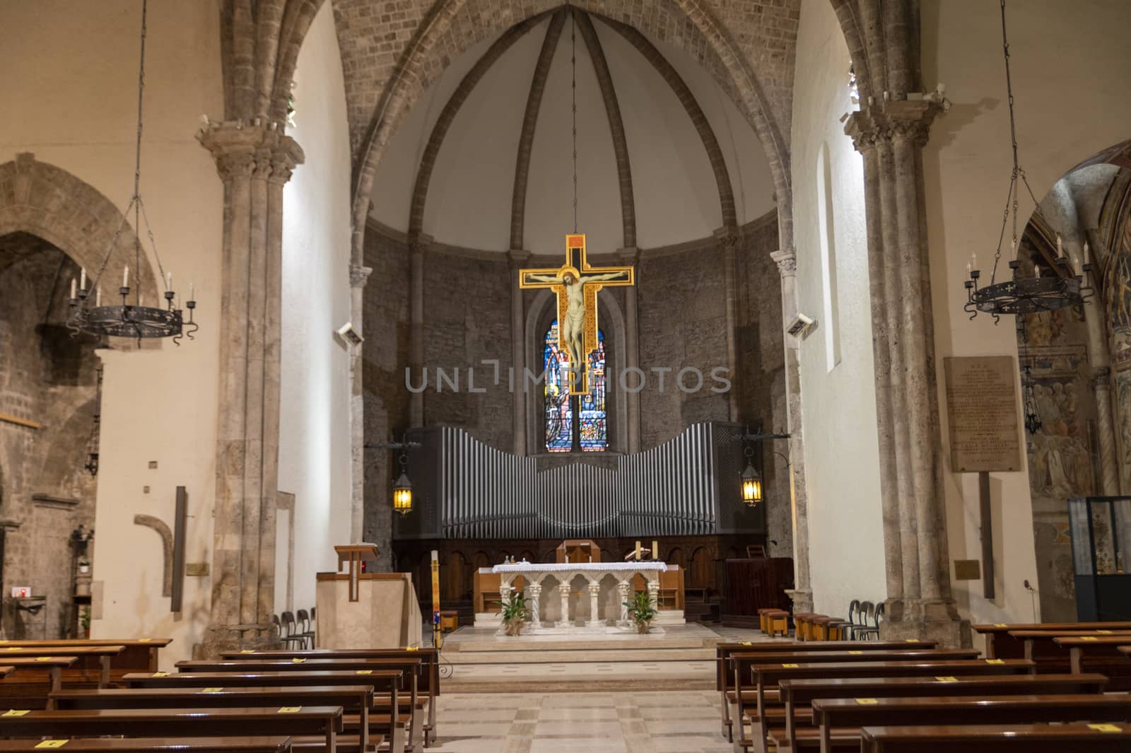 terni,italy november 03 2020:altar of the church of San Francesco in terni
