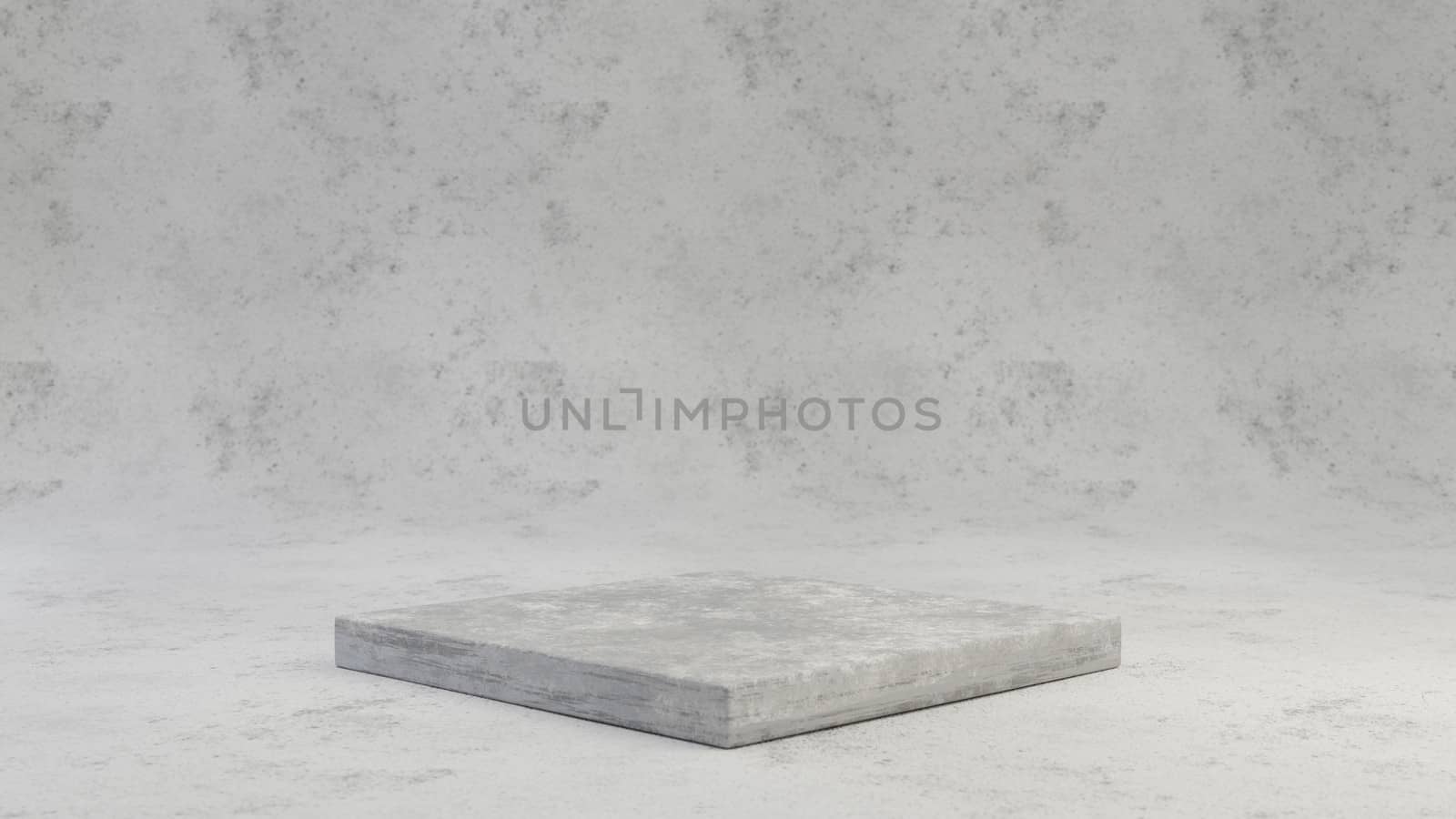 Concrete pedestal isolated on grey cement background. by Whitebarbie