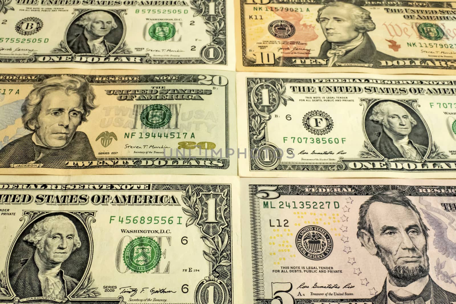 close up USA dollar banknotes