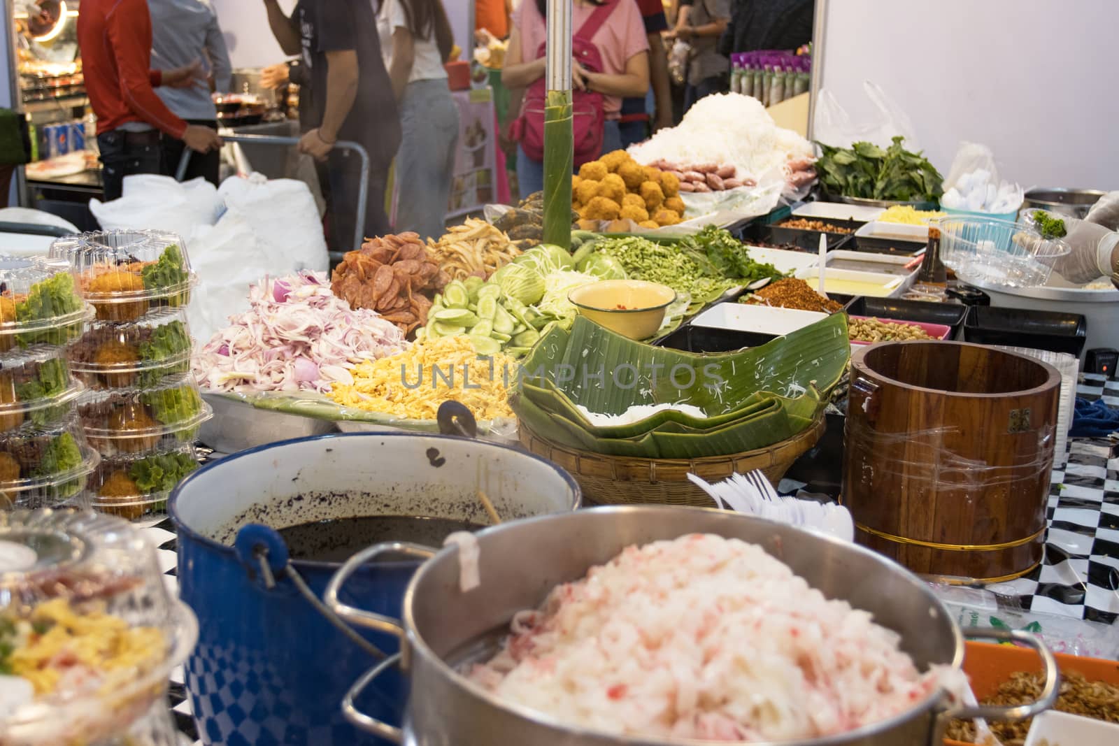 Thai street foods, Thai foods style Rice and Curry at market Bangkok of Thailand.