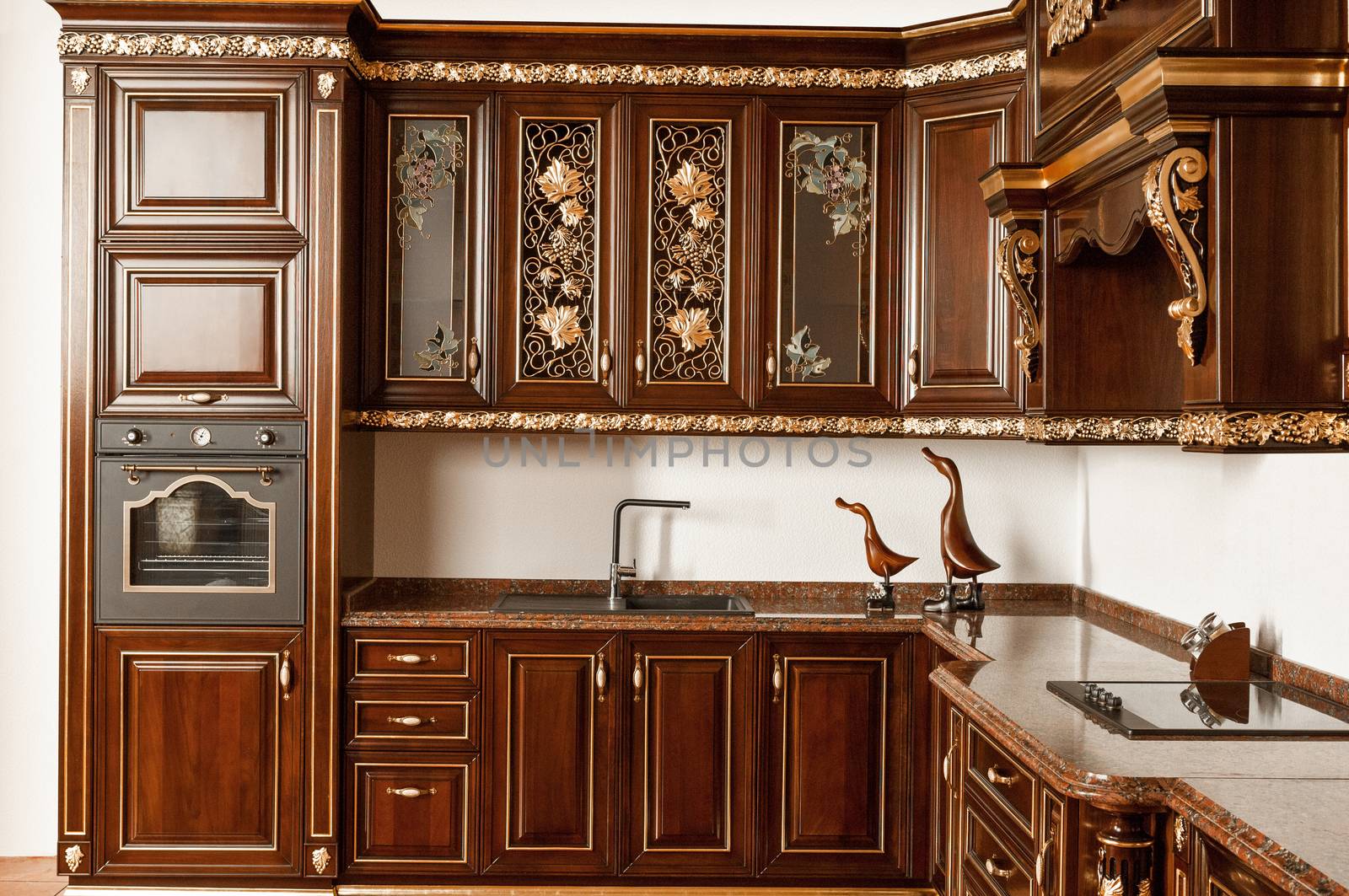 Tashkent, Uzbekistan - May 16, 2016: Luxury kitchen furniture in vintage style
