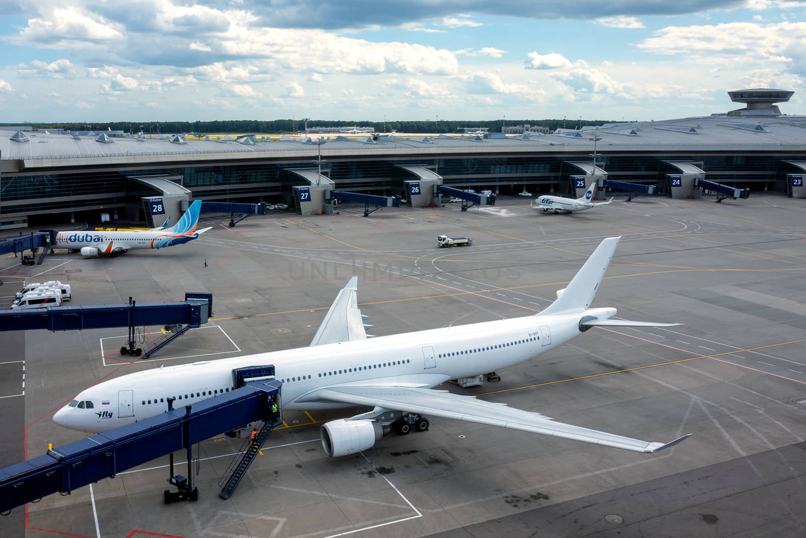 July 2, 2019, Moscow, Russia. Airplane Airbus A330-300 I-Fly airline at Vnukovo airport in Moscow.