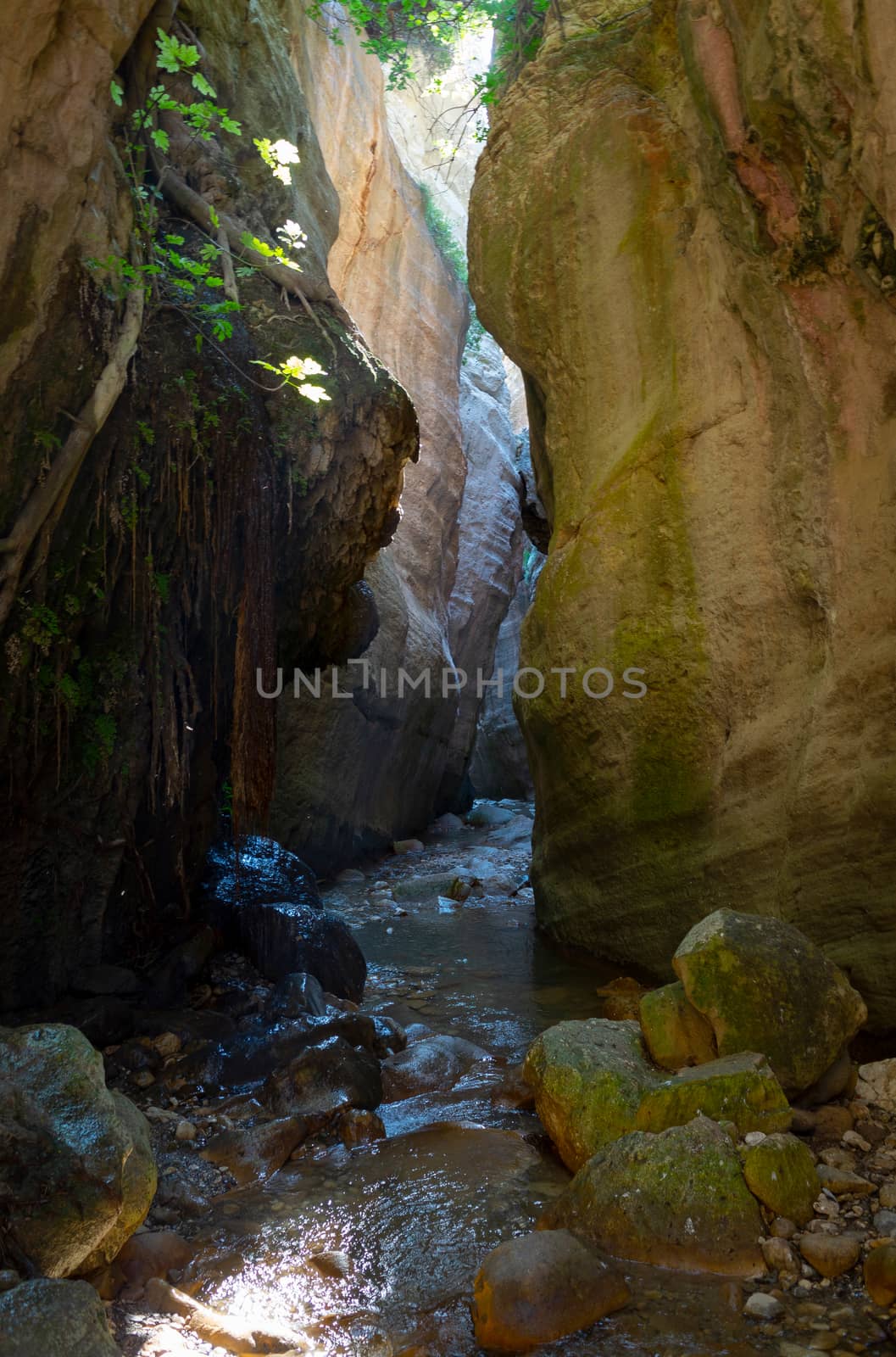 Stones on the slopes of the Avakas mountain gorge on the island of Cyprus.