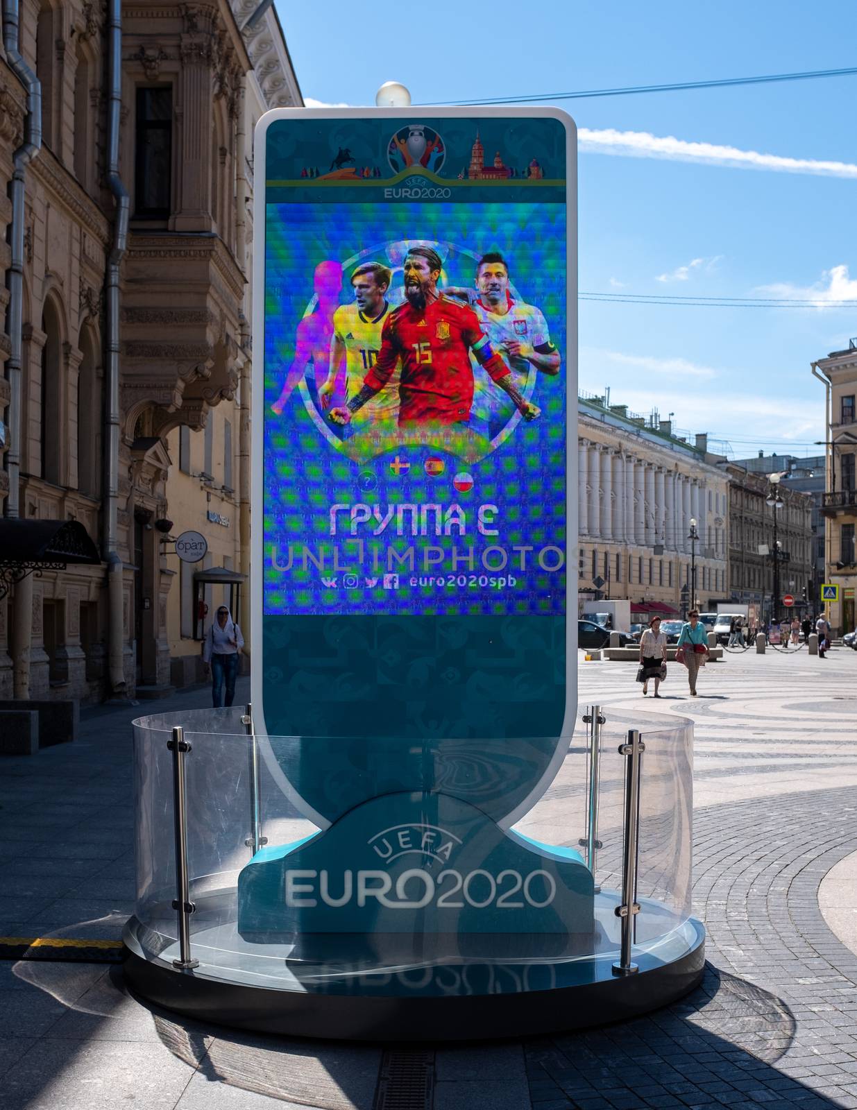 June 12, 2020, Saint Petersburg, Russia; countdown Clock to the start of the European football Championship 2020, postponed due to the coronavirus pandemic to the summer of 2021.