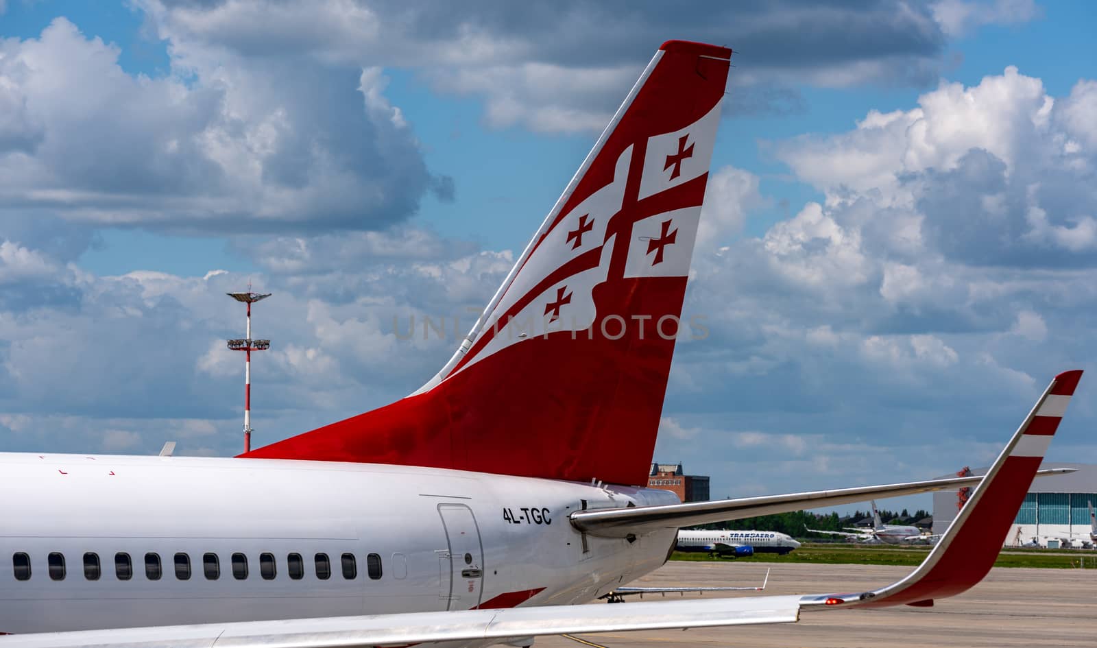 July 2, 2019, Moscow, Russia. Airplane Boeing 737-800 Airzena Georgian Airways at Vnukovo airport in Moscow.