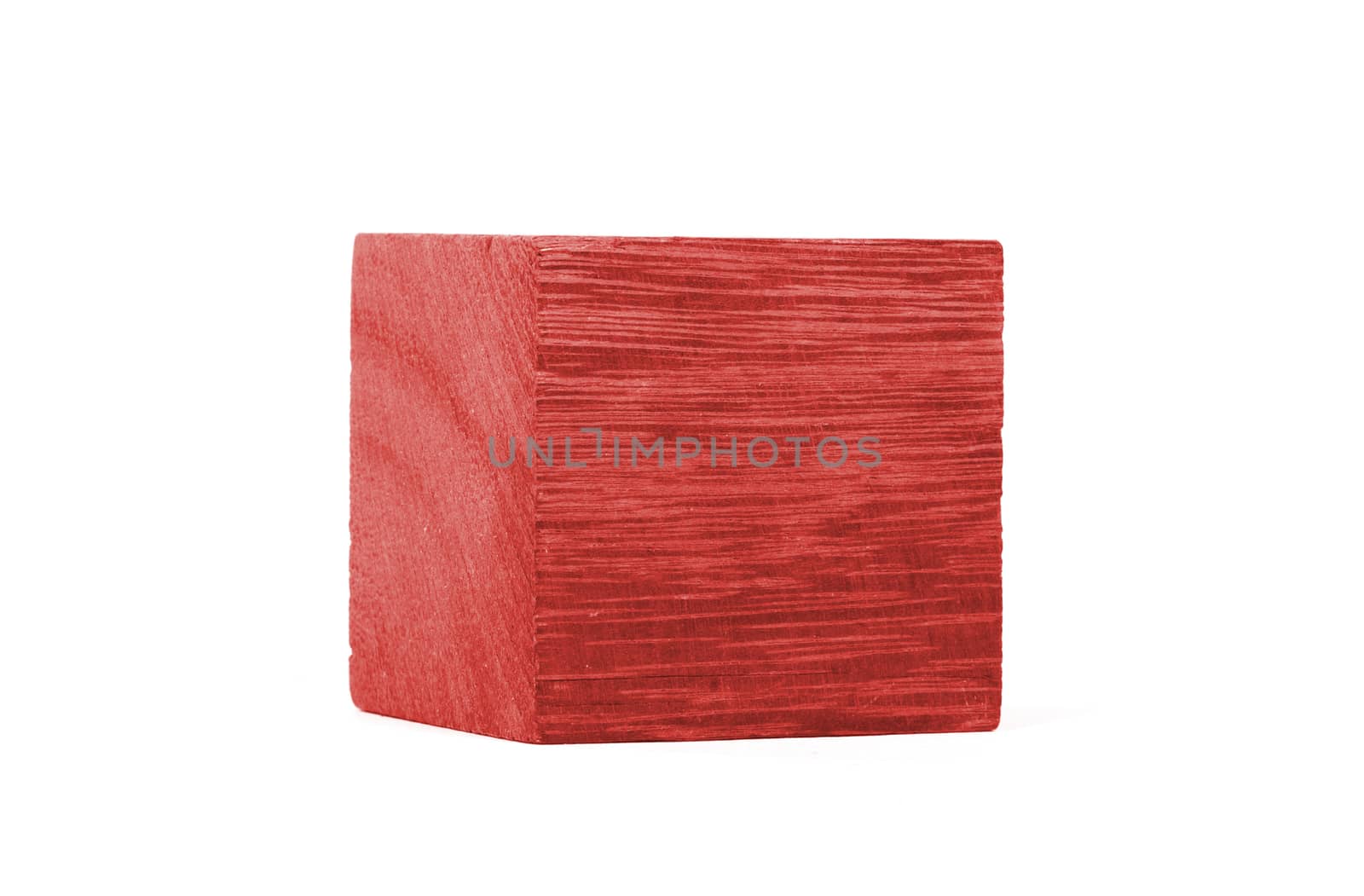 Vintage red building block isolated on white background