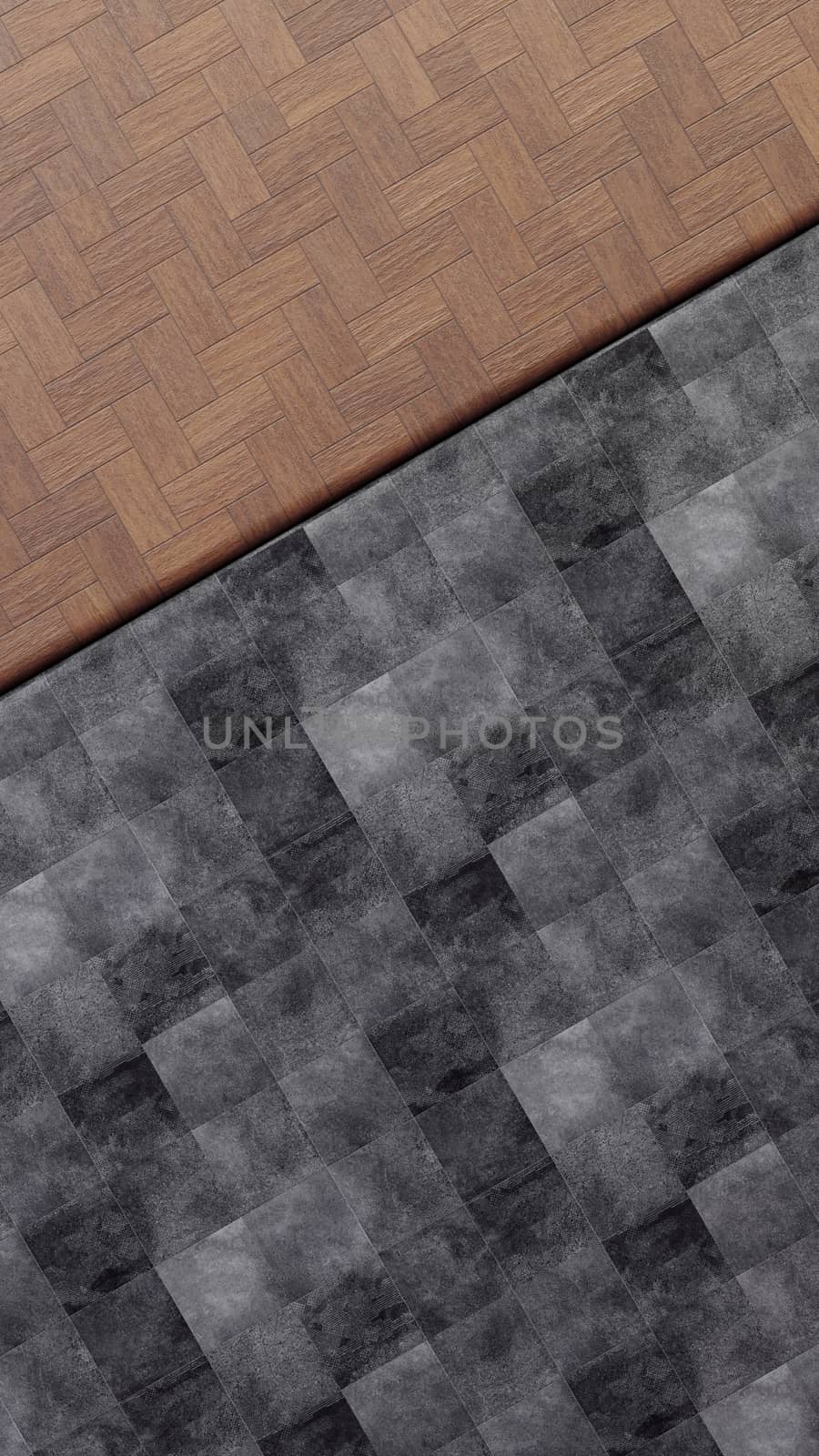 Beautiful abstract background for instagram stories or post. Brown wood and ceramic tiles. Empty mockup for fashion, cosmetics, cosmetology or food product presentation.