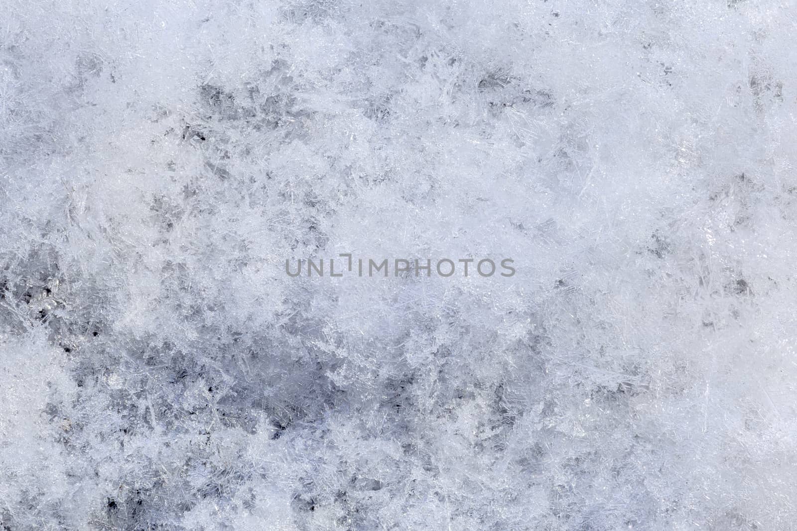 snow array with high magnification winter background.