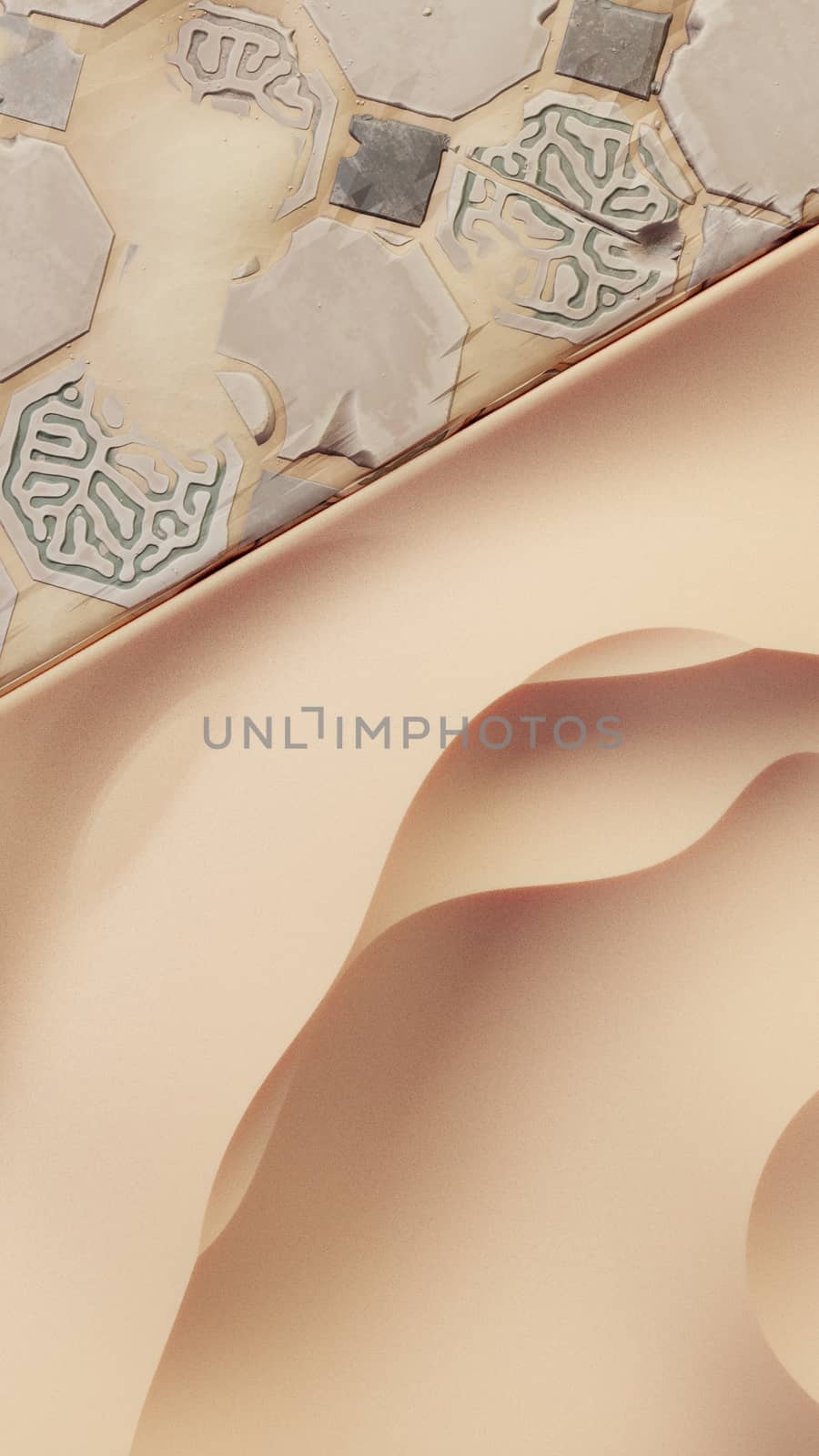 Beautiful abstract background for instagram stories or post. Paving stones and sand. Empty mockup for fashion, cosmetics, cosmetology or food product presentation.