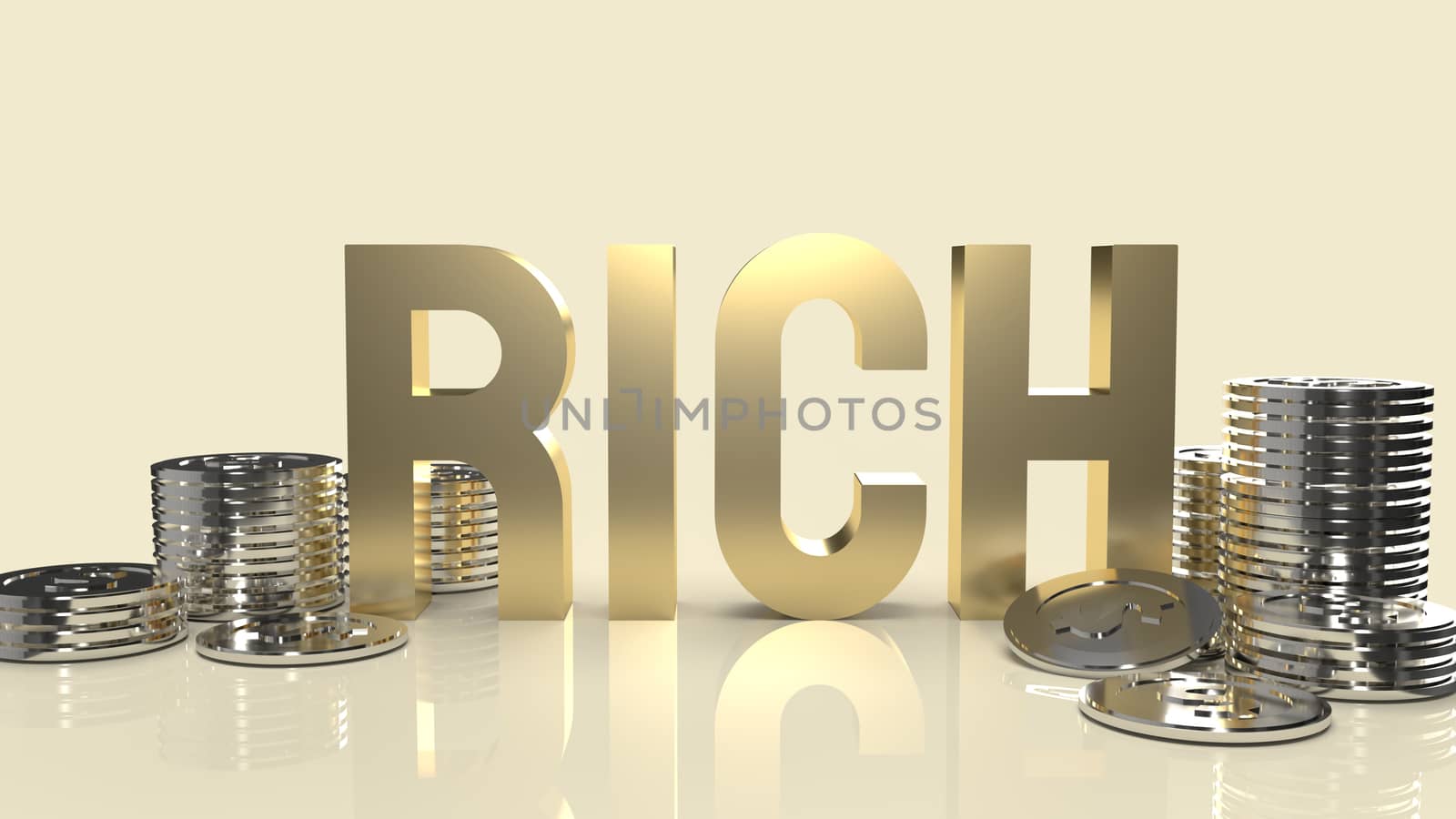 rich gold text for business content 3d rendering.