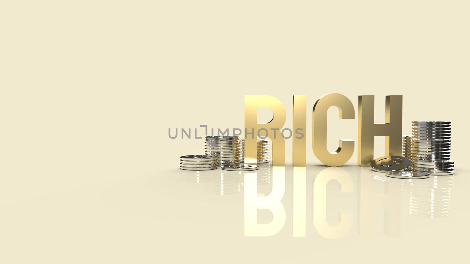 rich gold text for business content 3d rendering.