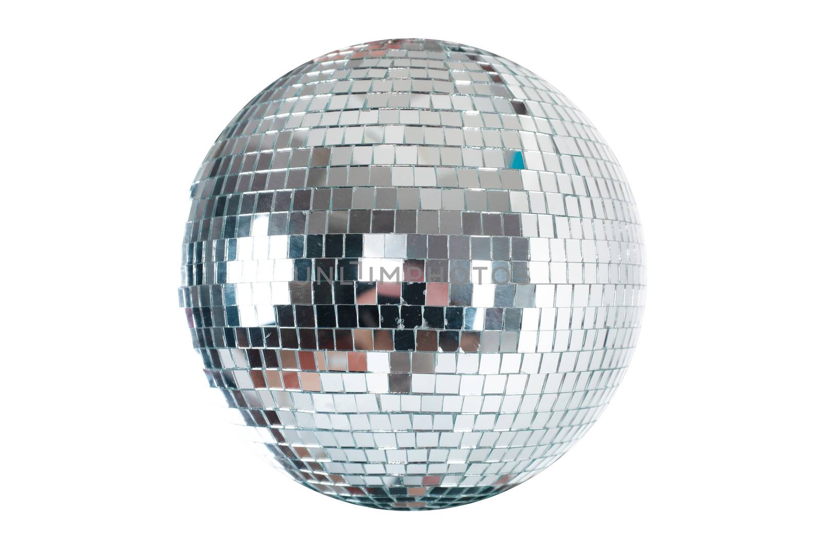 Shining Disco Ball dance music event equipment isolated on white background