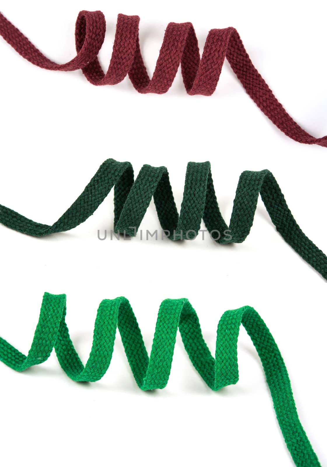 set colorful curl spiral eco natural cotton flat cord lace for shoes bindweed strand rope lasso on white background