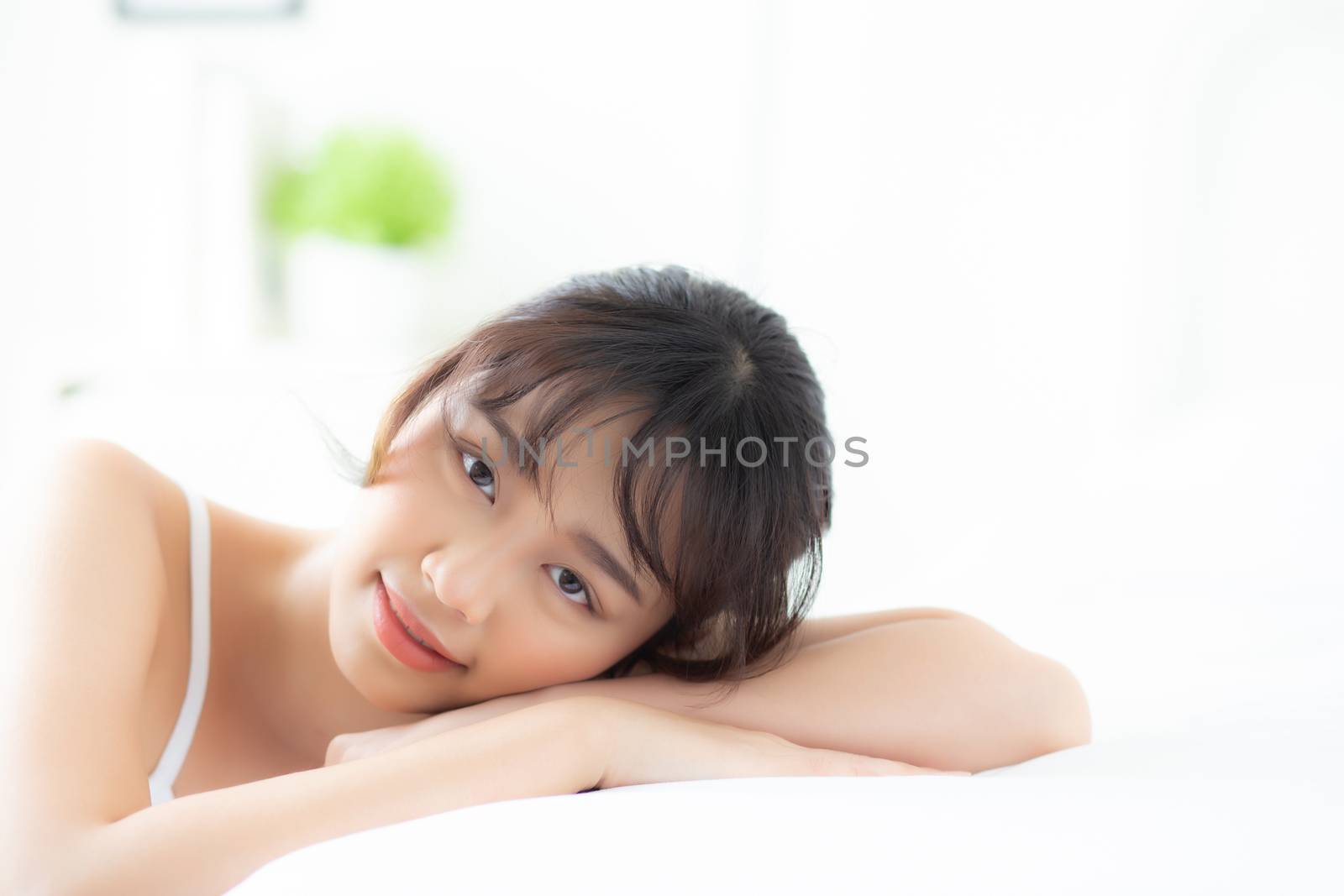 Lifestyle beautiful portrait young asian woman relax lying sleep by nnudoo