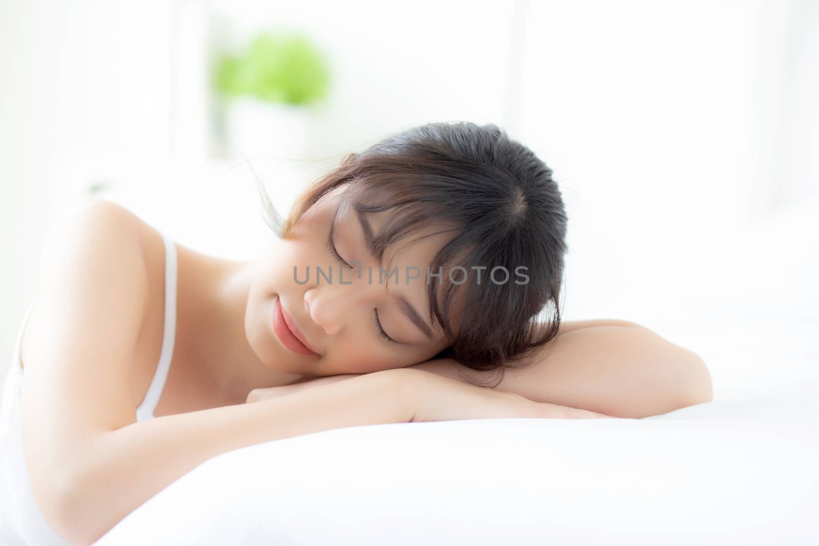 Lifestyle beautiful portrait young asian woman relax lying sleep by nnudoo