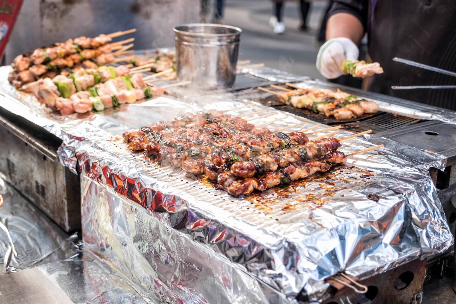 BBQ Korean food style at Myeong-dong street food, Seoul, South K by Surasak