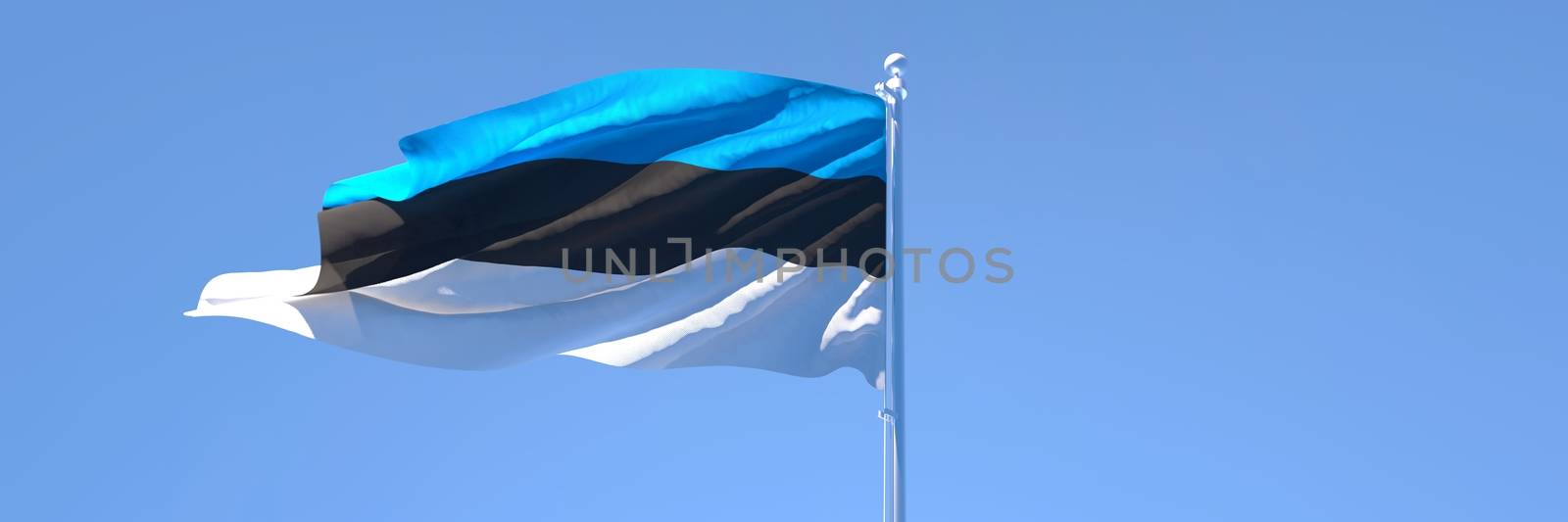 3D rendering of the national flag of Estonia waving in the wind by butenkow