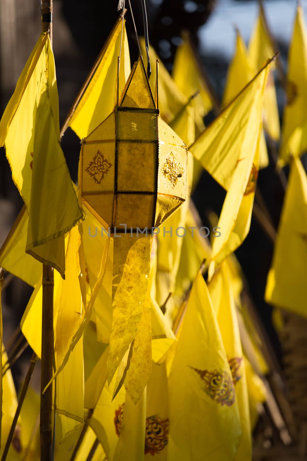 Wat Phan Tao, Chiang Mai Thailand 12.11.2015 famous temple with yellow lanterns by kgboxford