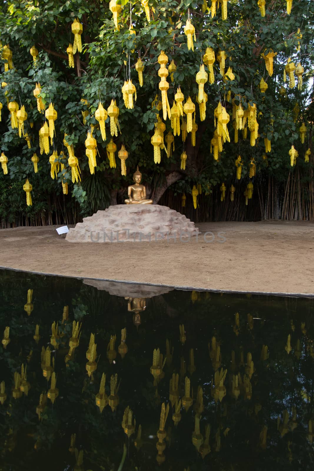 Wat Phan Tao, Chiang Mai Thailand 12.11.2015 famous temple with yellow lanterns by kgboxford