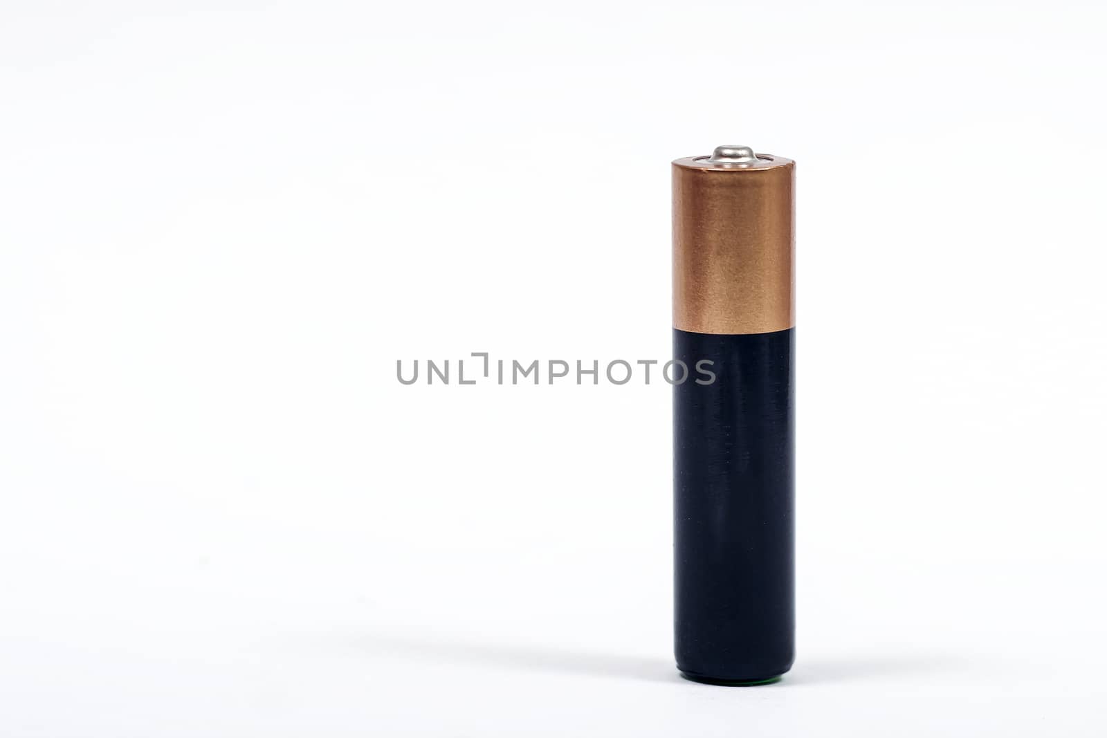 The battery on the white background is isolate. Front view.